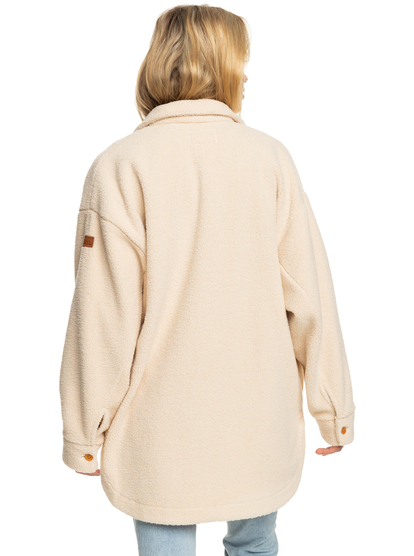 11 Womens Over And Out Fleece Overshirt Beige ERJPF03137 Roxy