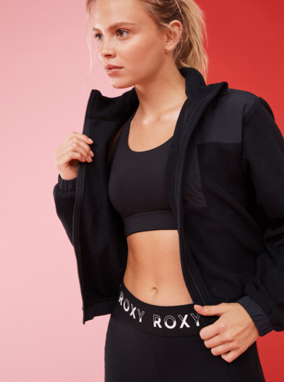 4 Womens Waves Of Warmth Zip-Up Fleece Black ERJPF03141 Roxy