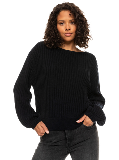 0 Siren Dream Ribbed Long Sleeve Sweater Black ERJSW03541 Roxy