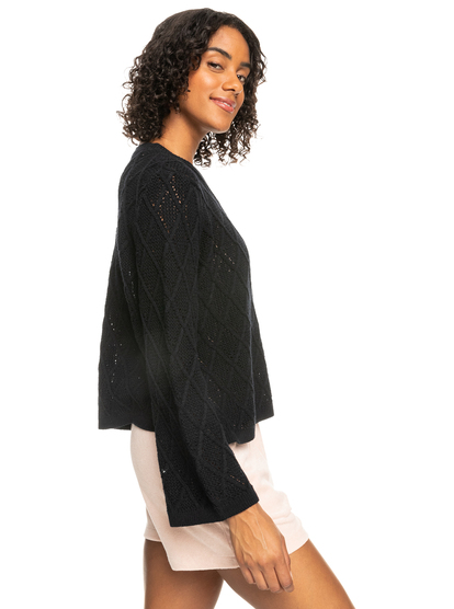 1 Paper Hearts Crew Neck Sweater Black ERJSW03543 Roxy