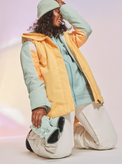 5 Womens Highridge Hoodie Technical Snow Jacket Yellow ERJTJ03428 Roxy