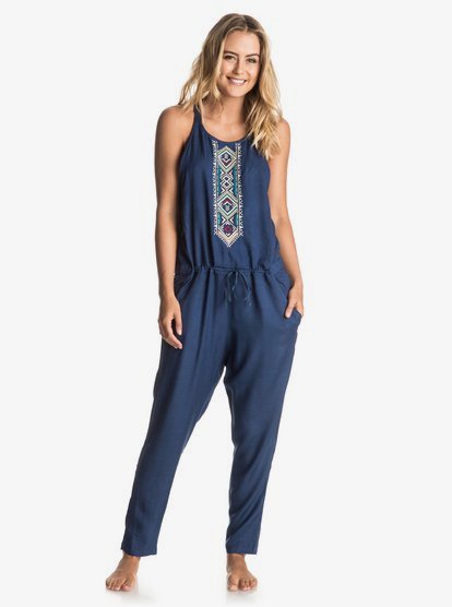 Roxy Chain Dust Jumpsuit Blue Print Sz Medium ERJWD03070