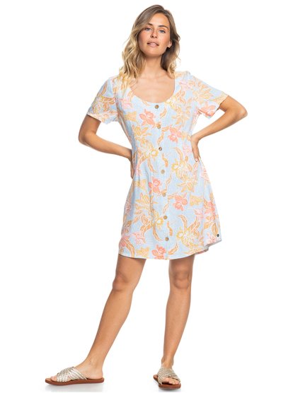4 Womens All Eyes On Love Long Sleeve Dress Blue ERJWD03627 Roxy