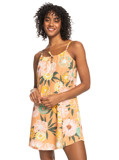 2 Golden Sunray Again Woven Strappy Dress  ERJWD03674 Roxy