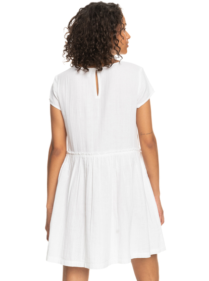 5 Womens Smooth Blue Vibes Short Sleeve Dress White ERJWD03683 Roxy
