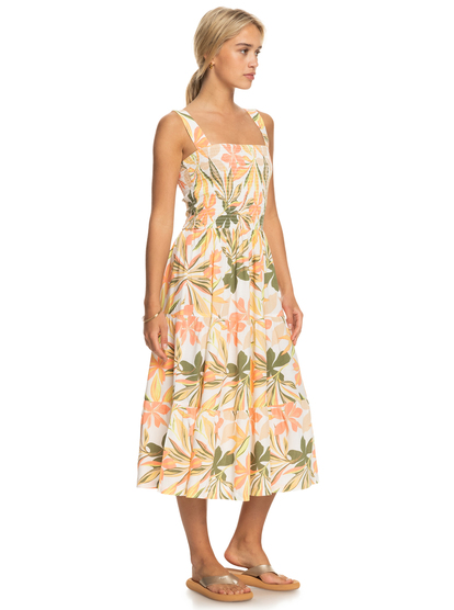 1 Honeymoon Avenue Printed Midi Dress White ERJWD03714 Roxy