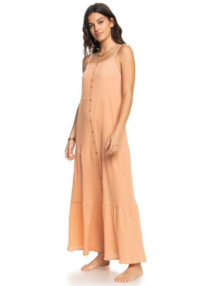 6 Womens Floral Dance Strappy Tiered Midi Dress Orange ERJWD03759 Roxy