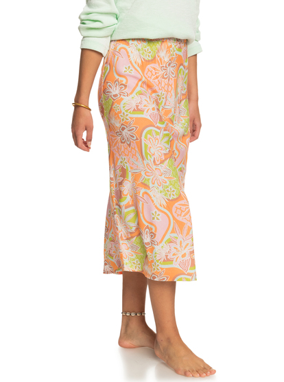 1 Womens Shelly Beach Midi Skirt Orange ERJWK03141 Roxy