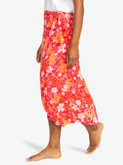 1 Womens Midtown Sun Midi Wrap Skirt Red ERJWK03150 Roxy