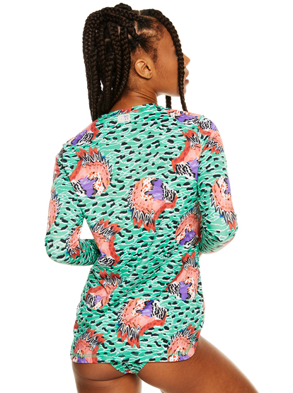 6 Stella Jean x ROXY - Langärmliger Rashguard mit UPF 50 für Frauen Grün ERJWR03606 Roxy