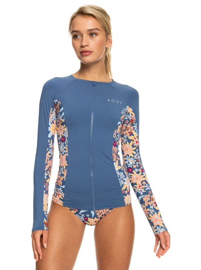5 Womens Zipped Long Sleeve Rash Vest Blue ERJWR03611 Roxy