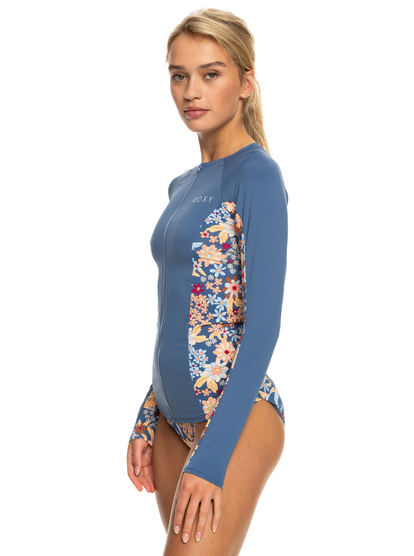 6 Womens Zipped Long Sleeve Rash Vest Blue ERJWR03611 Roxy
