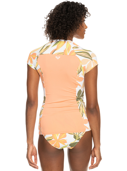 4 Caps Sleeve Short Sleeve Zip-Up Rashguard White ERJWR03639 Roxy