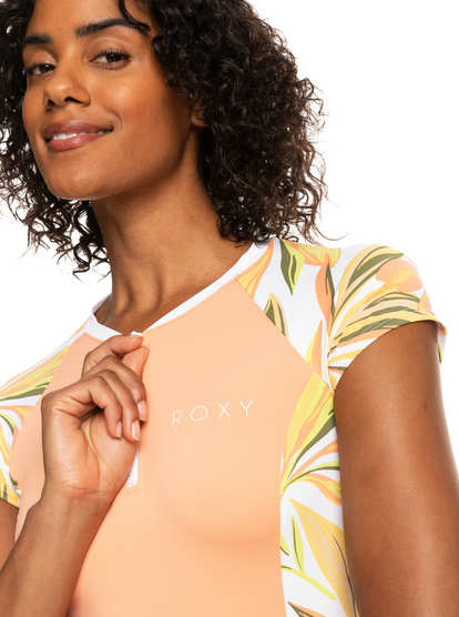 2 Caps Sleeve Short Sleeve Zip-Up Rashguard White ERJWR03639 Roxy