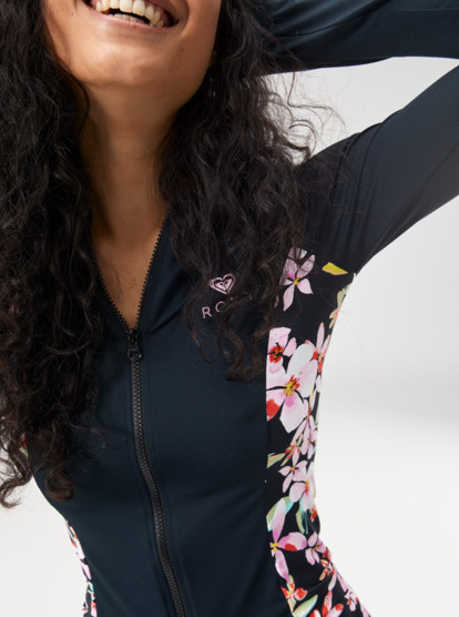 1 Womens Full Long Sleeve Zipped Rash Vest Black ERJWR03720 Roxy