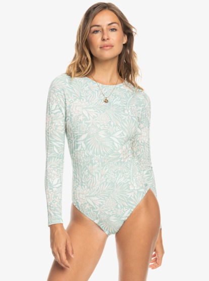 1 Womens Rib Roxy Love Long Sleeve One-Piece Swimsuit Blue ERJWR03739 Roxy