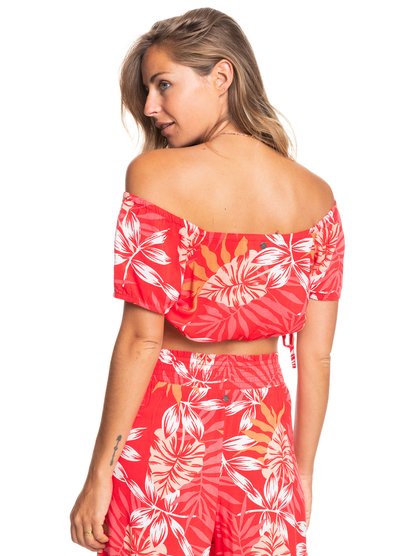 5 Dear Amor 2022 - Crop Top met Korte Mouw voor Dames Red ERJWT03535 Roxy