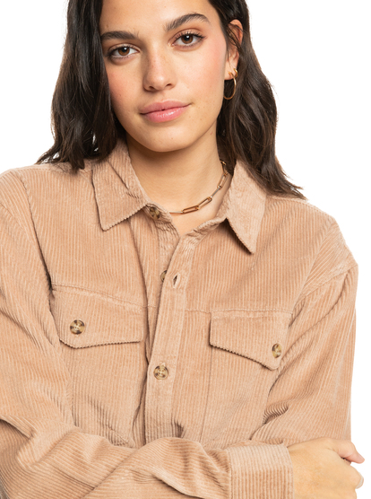 5 Let It Go Corduroy Long Sleeve Top Brown ERJWT03602 Roxy