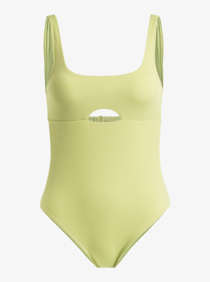 9 Womens Roxy Pro The Double Line One-Piece Swimsuit Green ERJX103588 Roxy