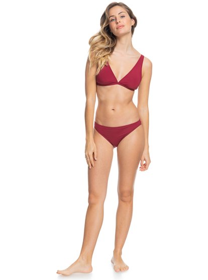 2 Solid Beach Classics Elongated Triangle Bikini Top Red ERJX304208 Roxy