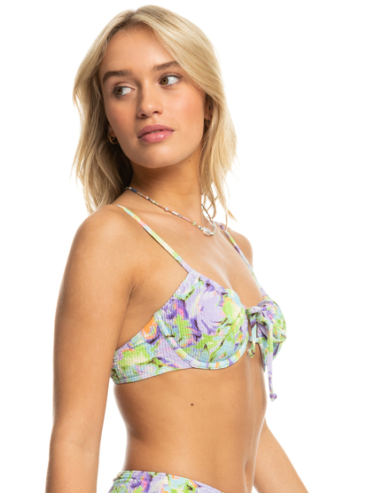 10 Womens Blumen Bralette Bikini Top Purple ERJX305118 Roxy