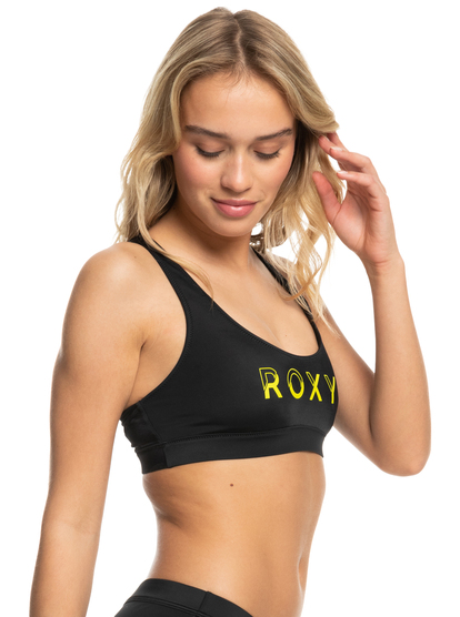 1 Womens ROXY Active Bralette Bikini Top Black ERJX305148 Roxy