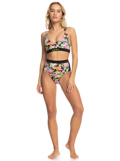 8 Womens ROXY Active Bralette Bikini Top Black ERJX305150 Roxy