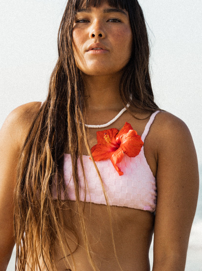 0 Womens Happy Terry Bralette Bikini Top Pink ERJX305165 Roxy