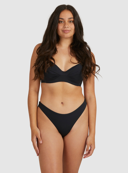 1 Solid Beach Classics Cheeky Bikini Bottoms Black ERJX404078 Roxy