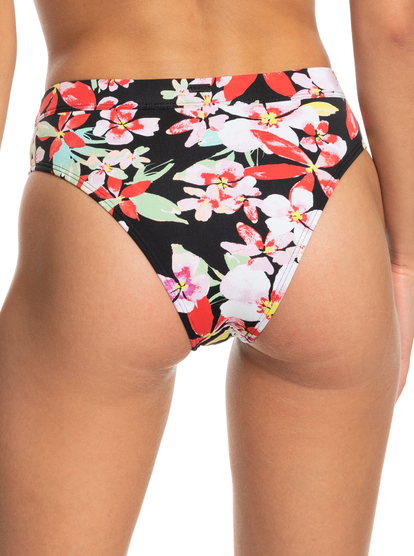 7 Womens Printed Beach Classics Moderate Bikini Bottoms Black ERJX404744 Roxy