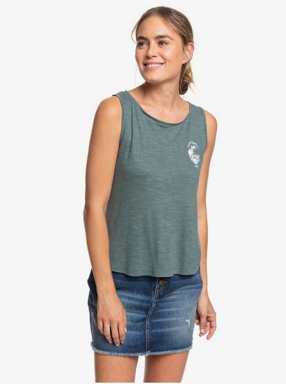 0 The Waves Are Calling Me B 2021 - Top Smanicato da Donna Blue ERJZT04851 Roxy
