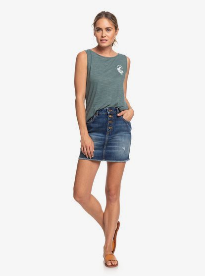 1 The Waves Are Calling Me B 2021 - Top Smanicato da Donna Blue ERJZT04851 Roxy
