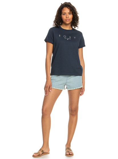 3 Womens Noon Ocean Word T-Shirt Blue ERJZT05435 Roxy