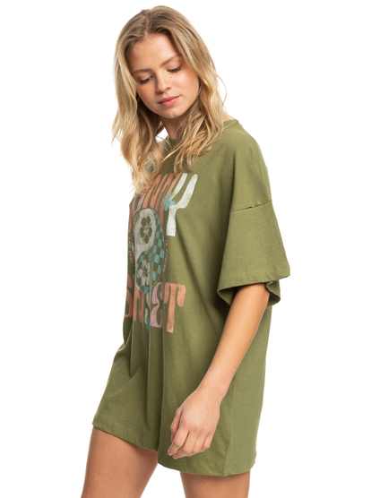 8 Womens Sweet Janis Oversized T-Shirt Green ERJZT05506 Roxy