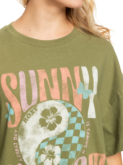 9 Womens Sweet Janis Oversized T-Shirt Green ERJZT05506 Roxy