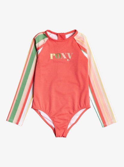 Girl S 2 7 Stripey Sky Recycled Long Sleeve Upf 50 One Piece Rashguard Erlwr Roxy