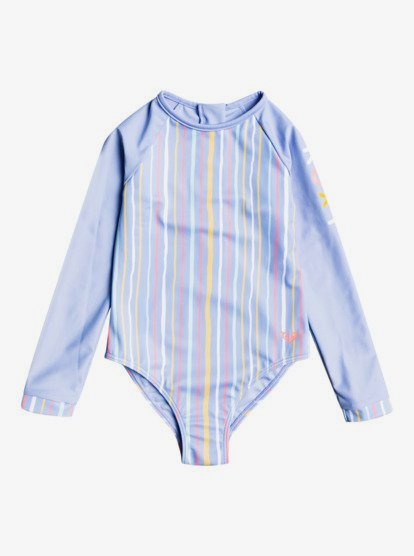 0 Girls 2-7 Stripy Wave Long Sleeve UPF 50 Rash Vest Purple ERLWR03214 Roxy