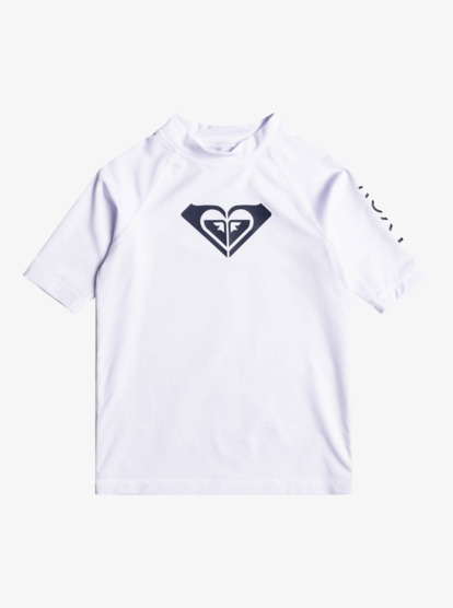 0 Girl's 2-7 Whole Hearted UPF 50 Short Sleeve Rashguard White ERLWR03230 Roxy