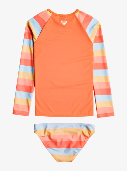 1 Girls 2-7 Pretty Sunrise Long Sleeve Rash Vest Set Blue ERLWR03248 Roxy
