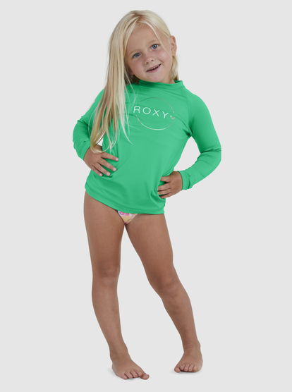 0 Girls 2-7 Beach Classics Long Sleeve UPF 50 Rashguard Green ERLWR03263 Roxy
