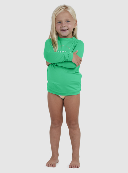 1 Girls 2-7 Beach Classics Long Sleeve UPF 50 Rashguard Green ERLWR03263 Roxy