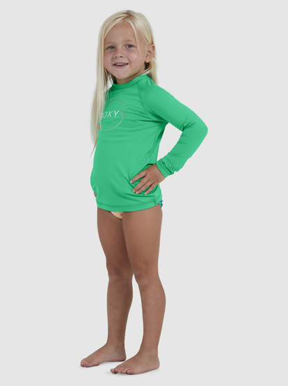 3 Girls 2-7 Beach Classics Long Sleeve UPF 50 Rashguard Green ERLWR03263 Roxy