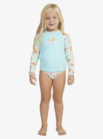 8 Girls 2-7 Hawaiian Spirit Long Sleeve UPF 50 Rash Vest Blue ERLWR03282 Roxy