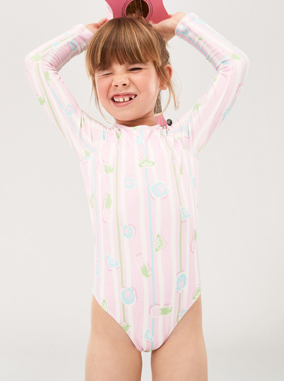 0 Girls 2-7 Pineapple Line Long Sleeve One-Piece Rash Vest Pink ERLWR03284 Roxy