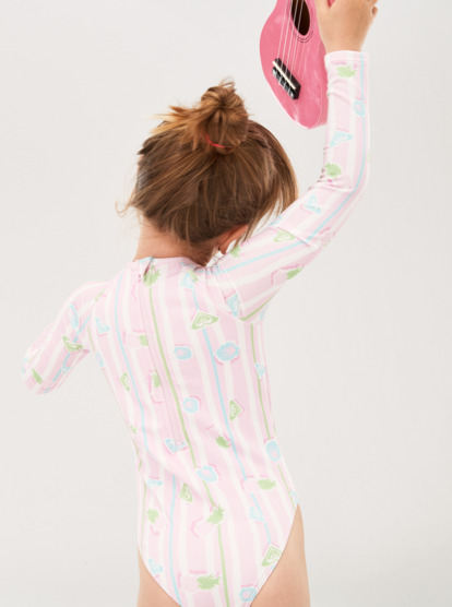 2 Girls 2-7 Pineapple Line Long Sleeve One-Piece Rash Vest Pink ERLWR03284 Roxy