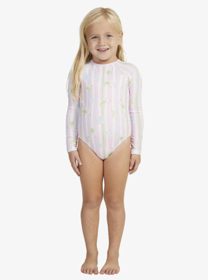 6 Girls 2-7 Pineapple Line Long Sleeve One-Piece Rash Vest Pink ERLWR03284 Roxy