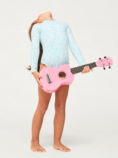7 Girls 2-7 Teenie Ditsy Long Sleeve One-Piece Rash Vest Blue ERLWR03286 Roxy