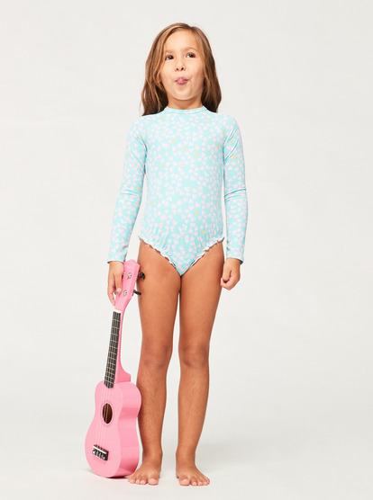 3 Girls 2-7 Teenie Ditsy Long Sleeve One-Piece Rash Vest Blue ERLWR03286 Roxy