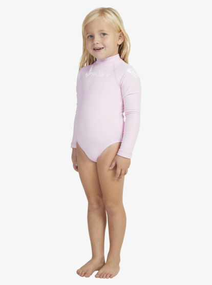 2 Girls 2-7 Heater Long Sleeve One-Piece Rash Vest Pink ERLWR03288 Roxy