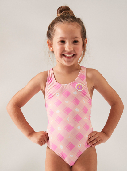 Flower Plaid One Piece Swimsuit For Girls 2 7 Roxy